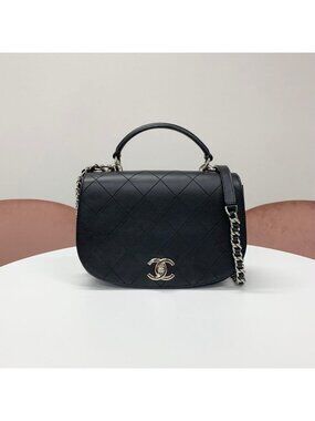 Chanel Quilted CC Logo Calfskin Top Handle